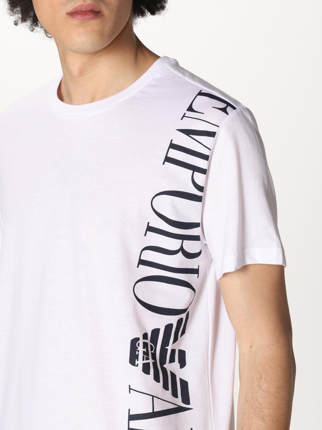 EMPORIO ARMANI SWIMWEAR: T-shirt with logo - White | Emporio Armani  Swimwear t-shirt 211831 1P469 online on 