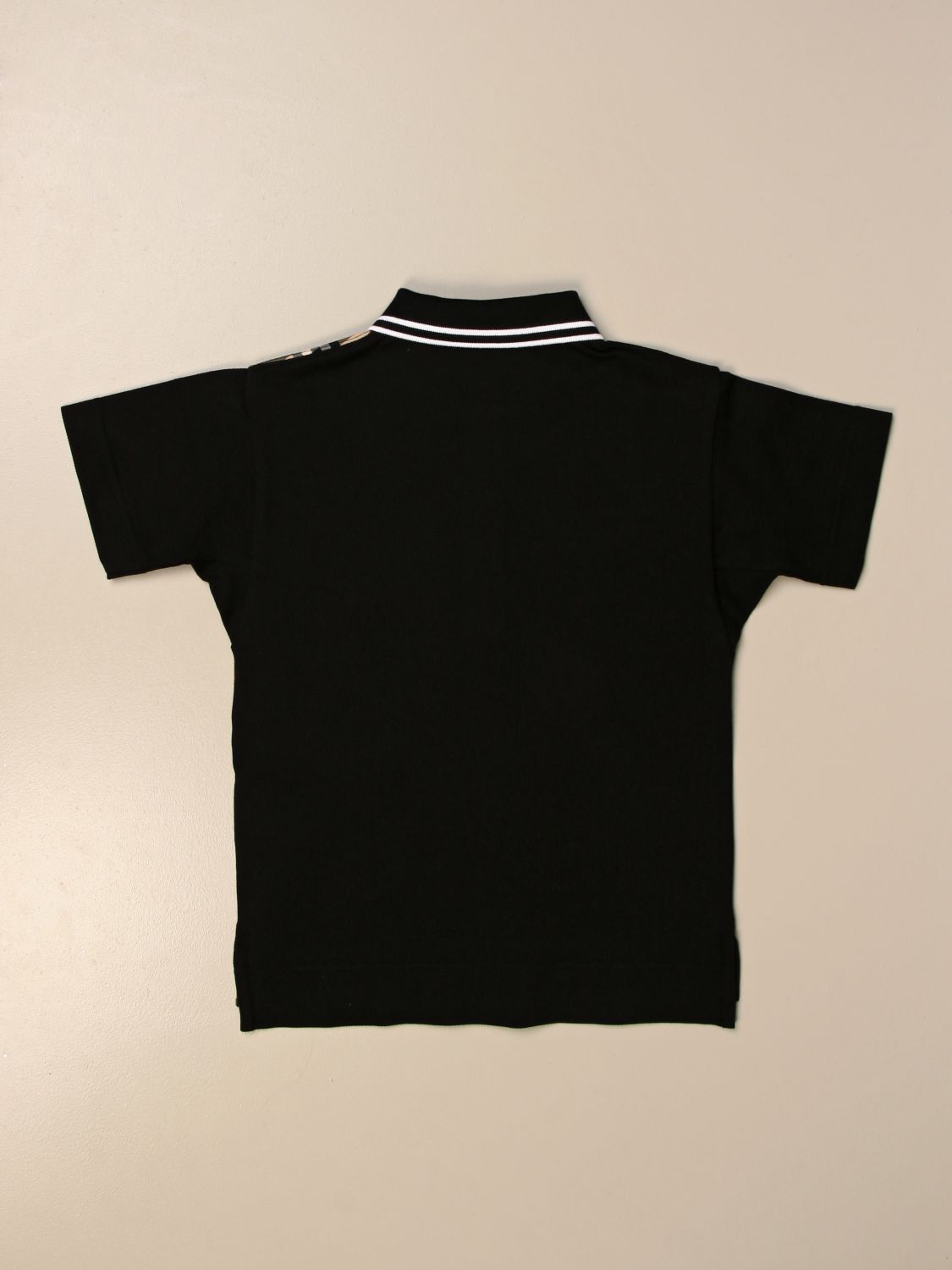 BURBERRY: cotton polo shirt with check section | Polo Shirt Burberry ...
