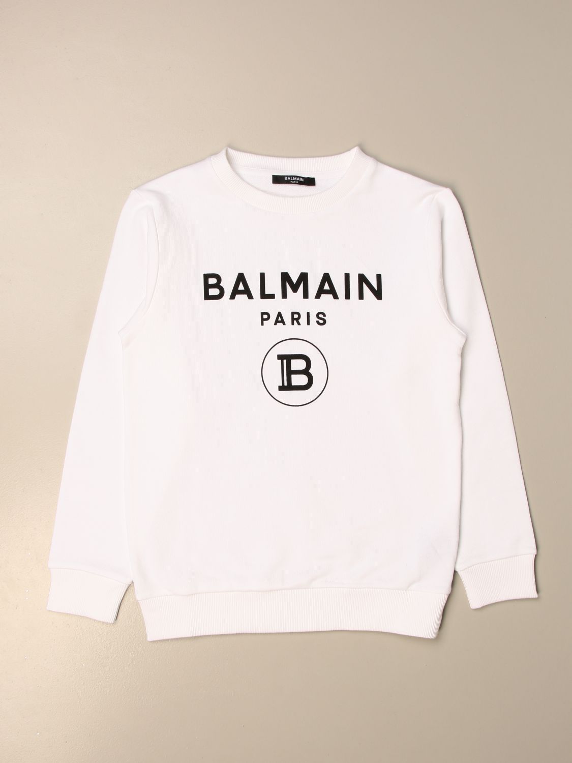 Sweater Balmain: Balmain crewneck sweatshirt in cotton with logo white 1