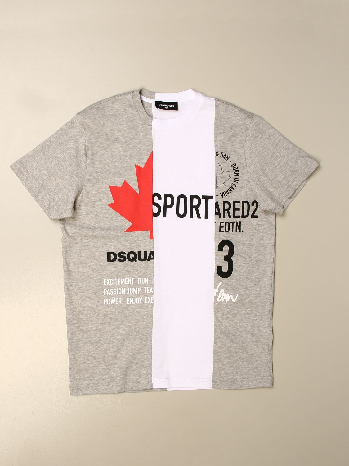 T-shirt Dsquared2 Junior: T-shirt Dsquared2 Junior in cotone con logo grigio 1