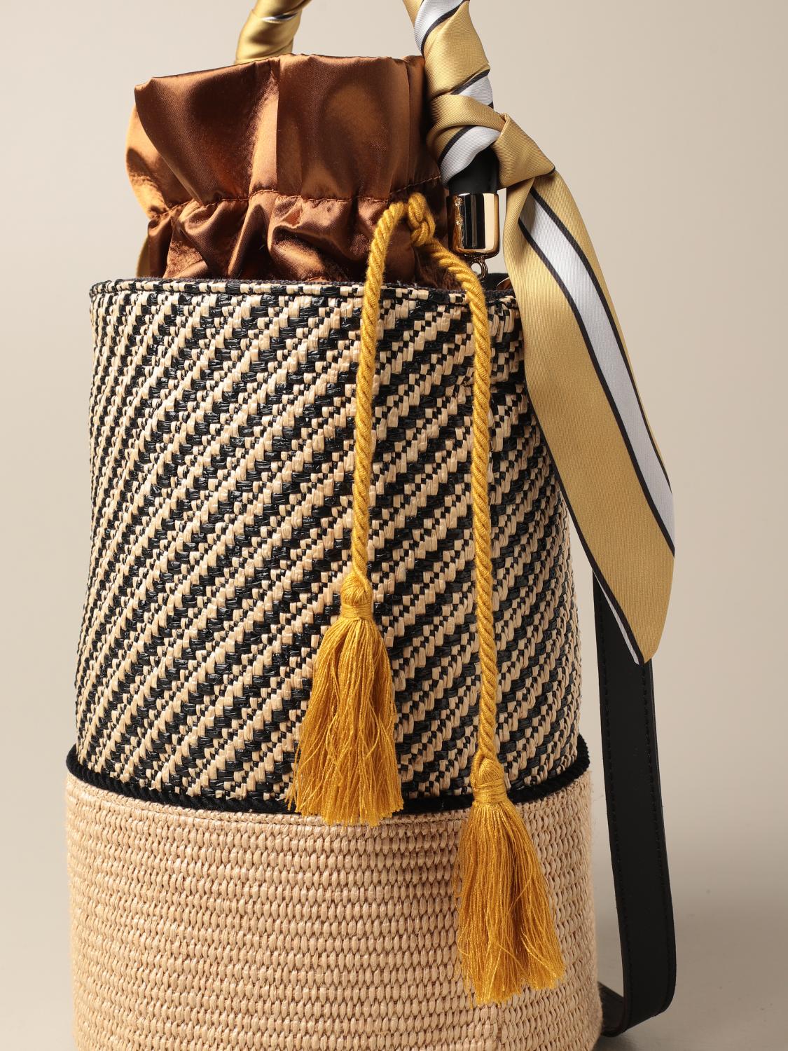 VIA MAIL BAG Borsa a secchiello in rafia Naturale Borsa A Mano Via