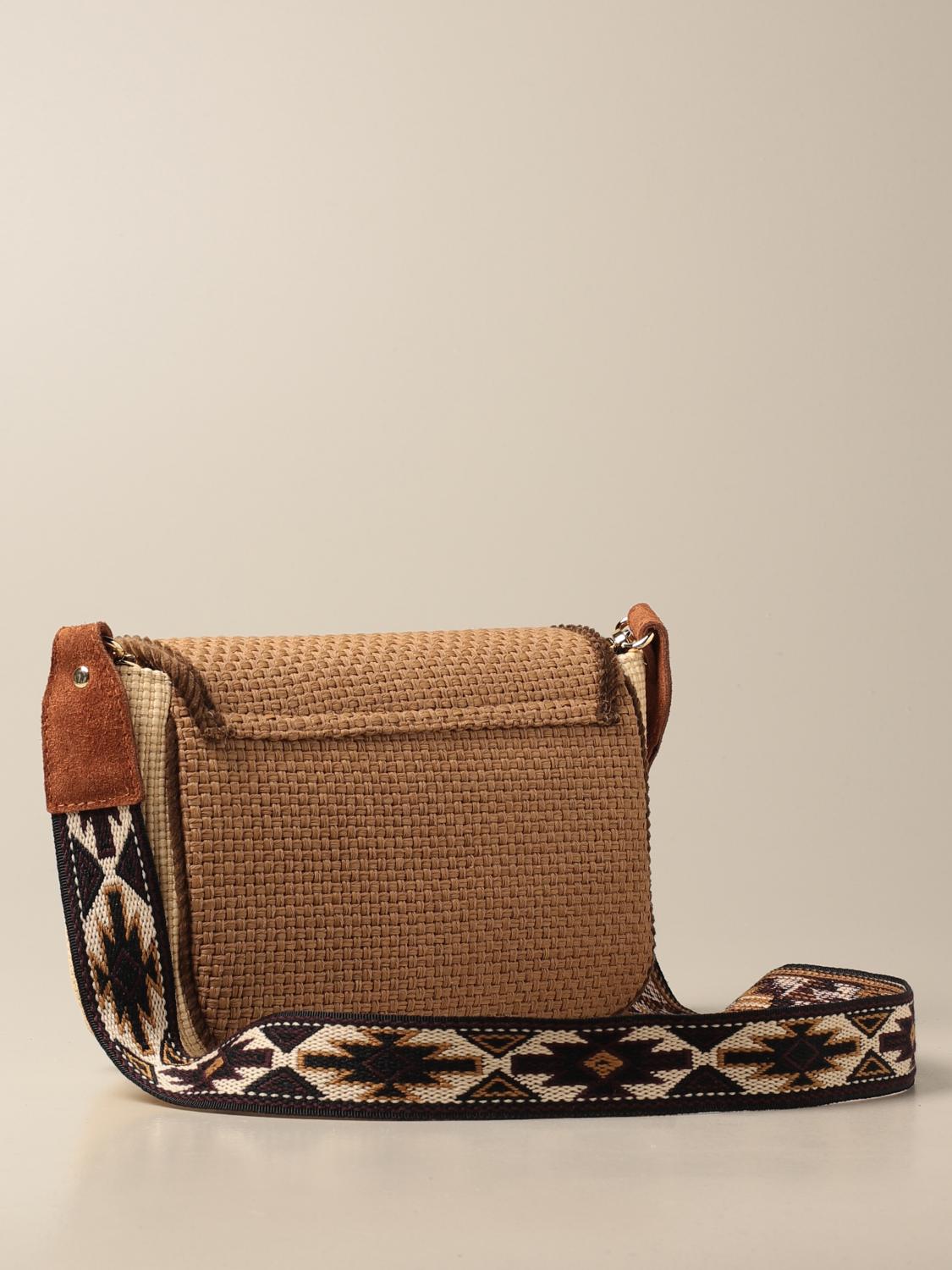 VIA MAIL BAG Borsa in rafia bicolor Naturale Borsa A Spalla Via