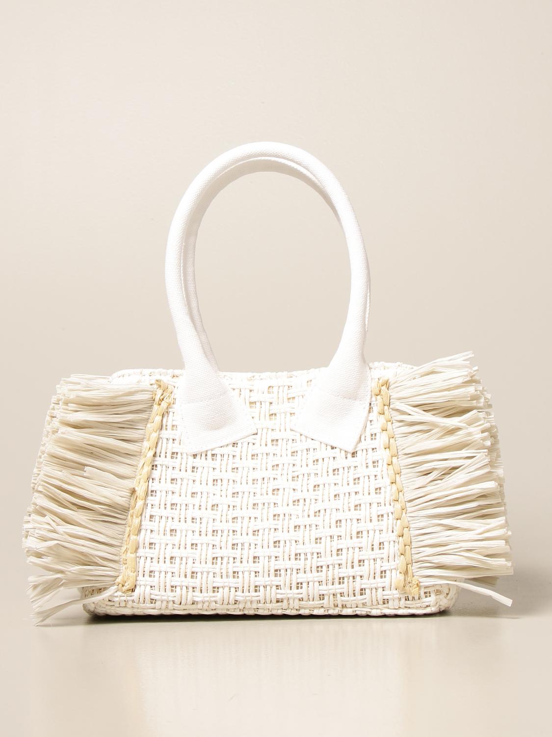 VIA MAIL BAG Borsa Samo Rafia in rafia Bianco Borsa A Spalla Via