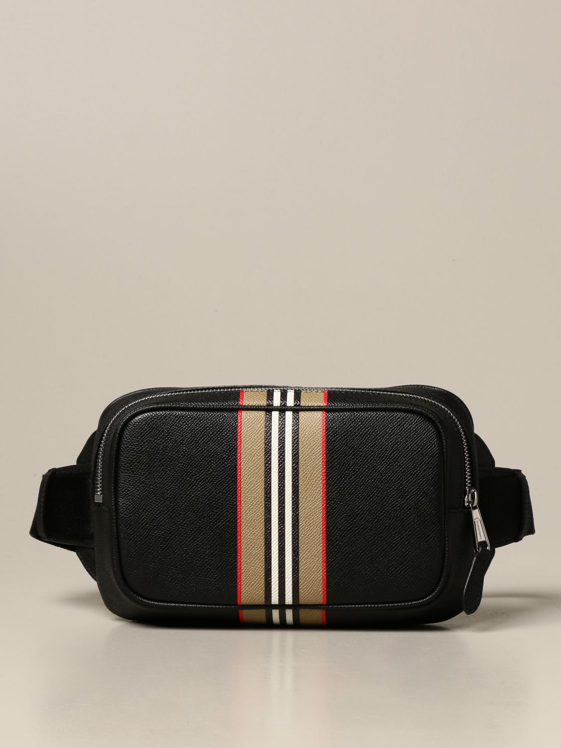 Burberry belt bag in grained leather with striped print