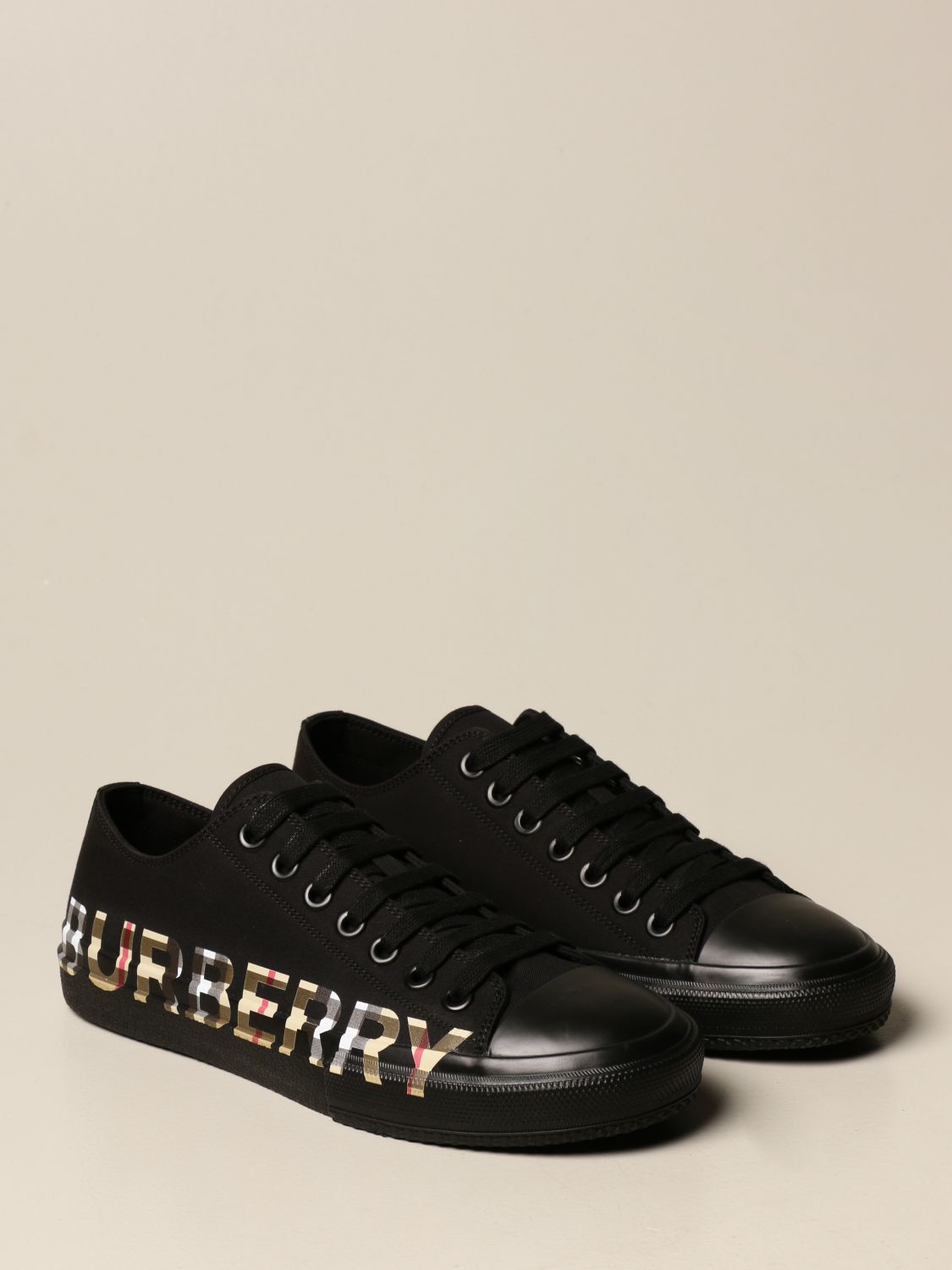 BURBERRY: low top sneakers in canvas logo Black | Burberry sneakers 8018275 online GIGLIO.COM