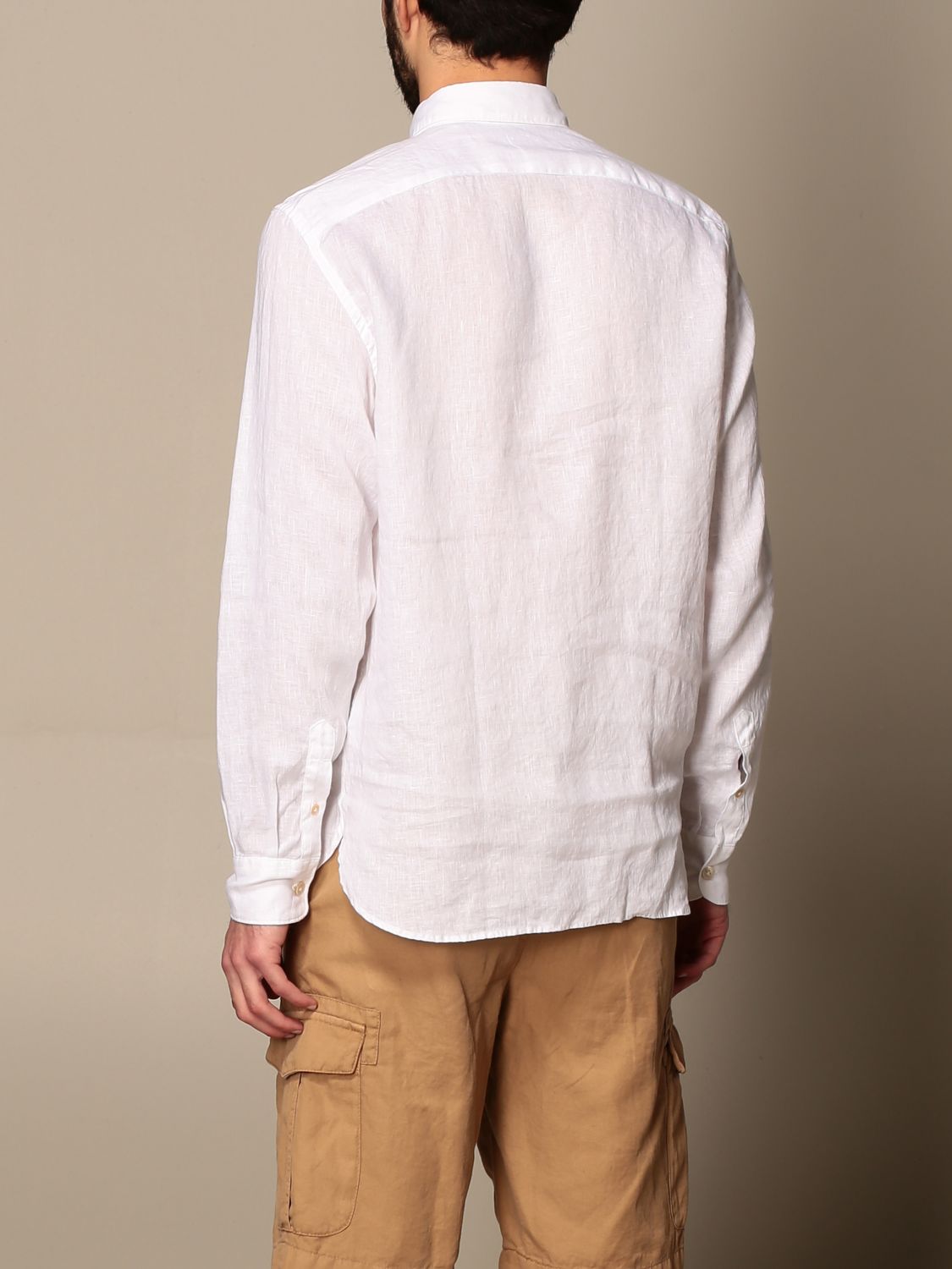Shirt Eleventy: Eleventy linen shirt with mandarin collar white 3