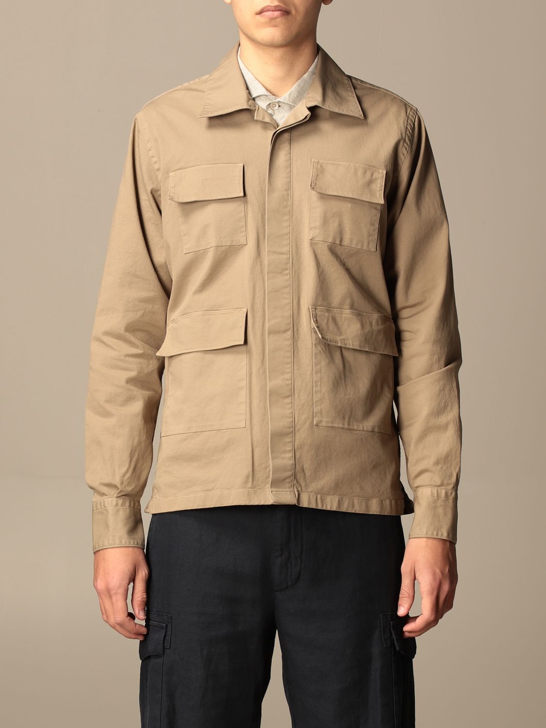 Jacket Eleventy: Eleventy cotton jacket with patch pockets sand 1