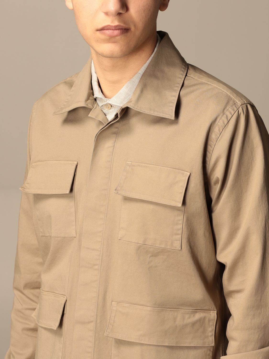 Jacket Eleventy: Eleventy cotton jacket with patch pockets sand 4
