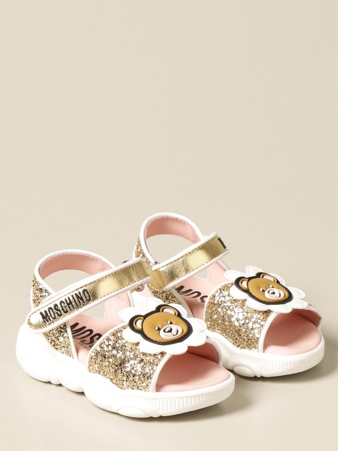 MOSCHINO BABY: Sandalo con teddy suola - Oro | Scarpe Moschino Baby 67357  GIGLIO.COM
