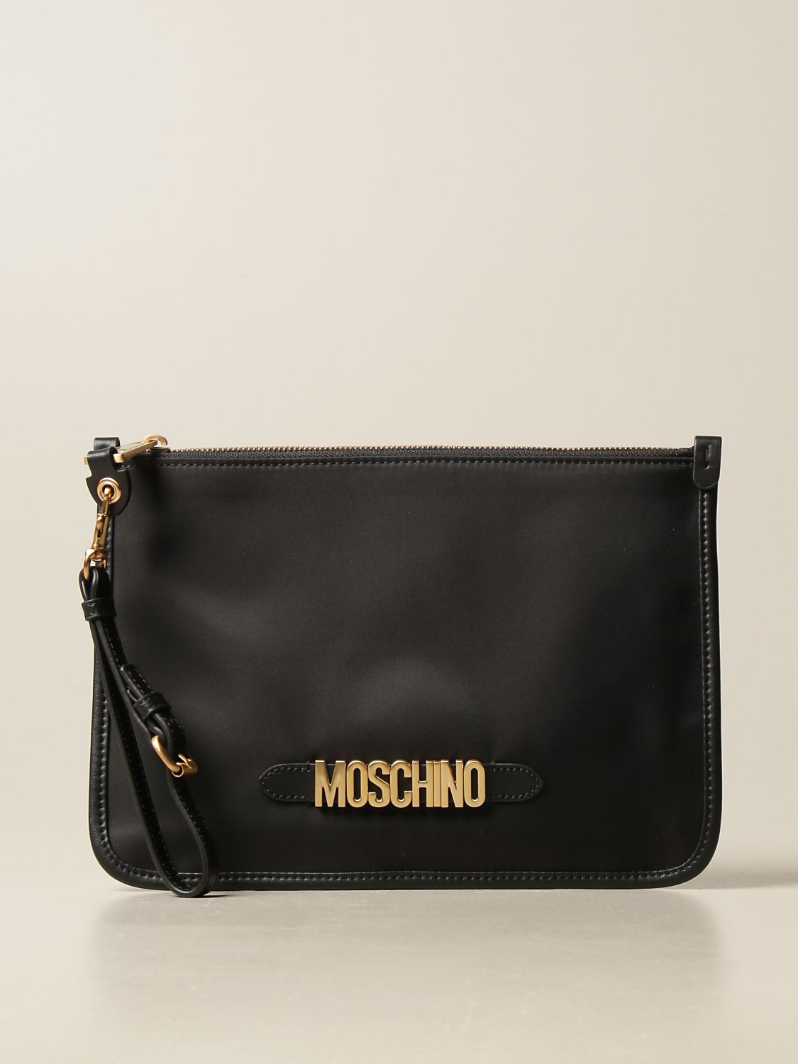 MOSCHINO COUTURE: Nylon bag with lettering | Clutch Moschino Couture ...