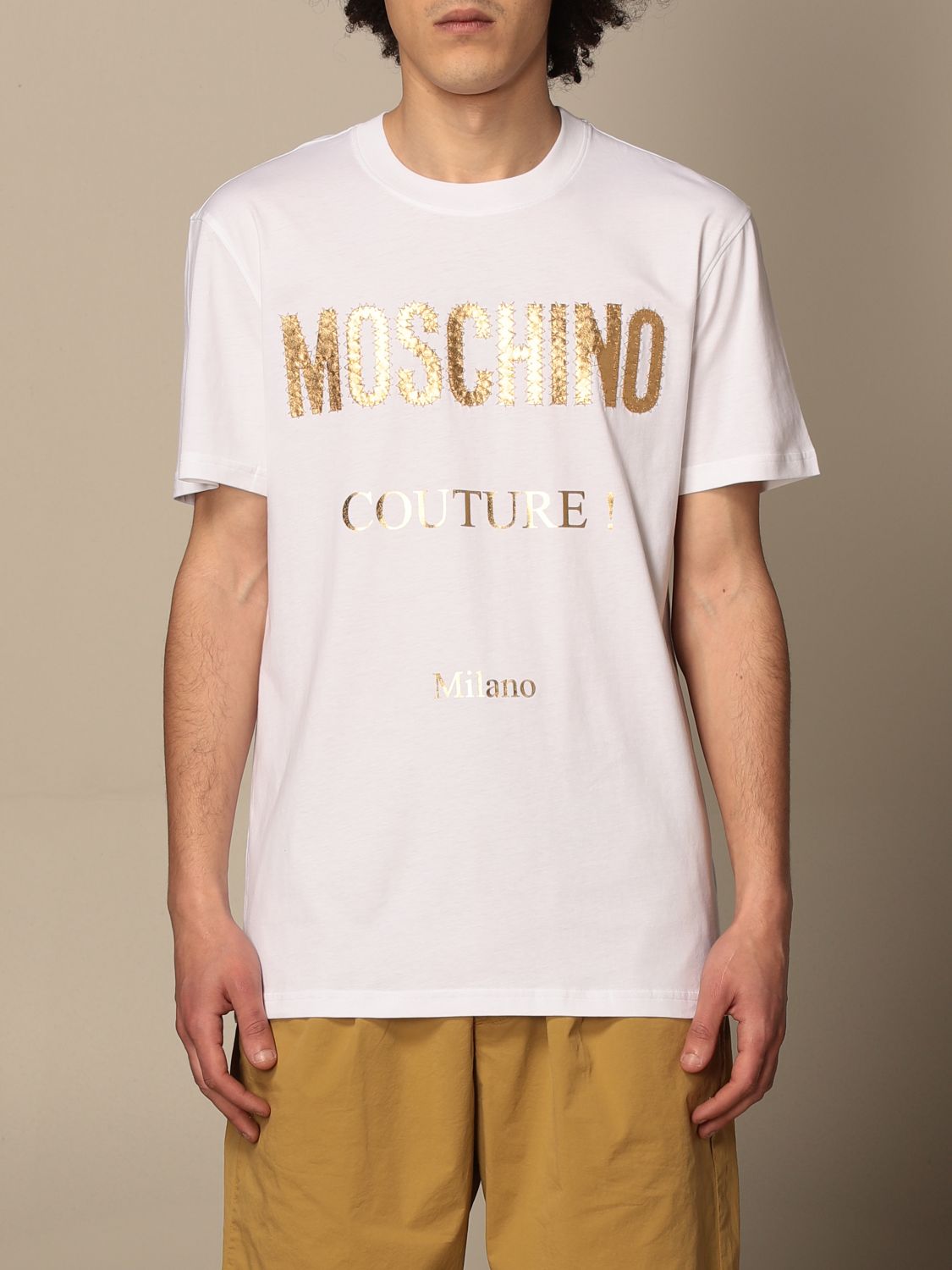 Moschino Couture Outlet: cotton T-shirt with laminated logo | T-Shirt ...