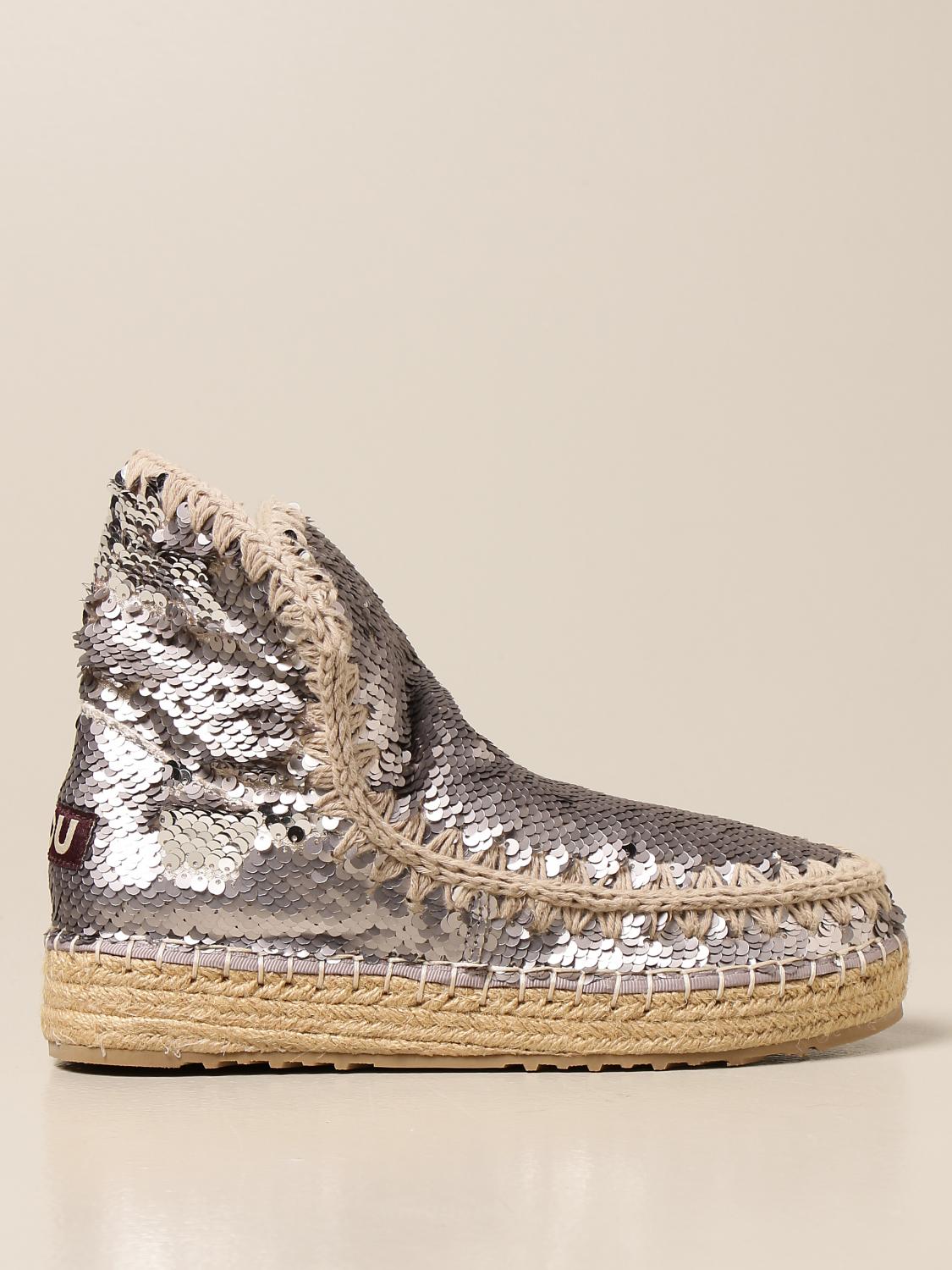 silver sequin flat boots