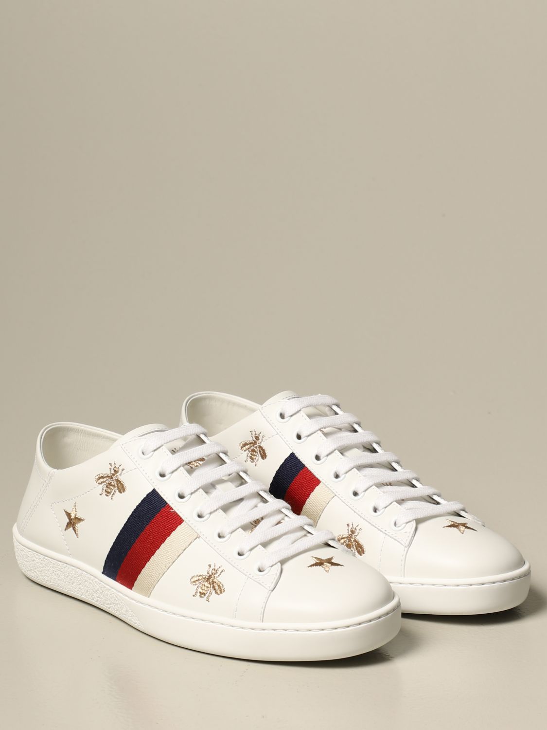 GUCCI: Ace sneakers in leather with bees and stars | Sneakers Gucci ...