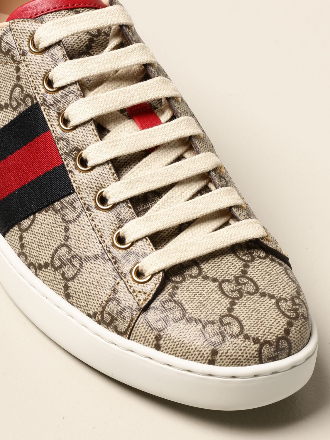 GUCCI: Ace sneakers in GG Supreme fabric with Web bands | Sneakers