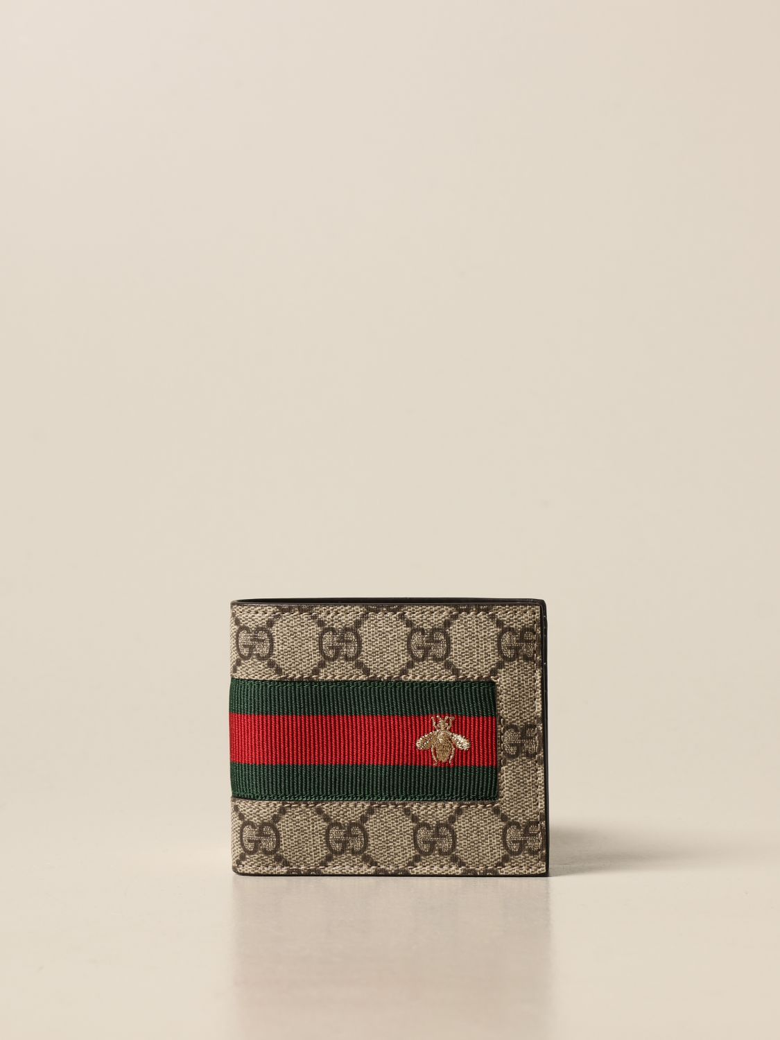 GUCCI: New Web wallet in GG Supreme fabric - Beige