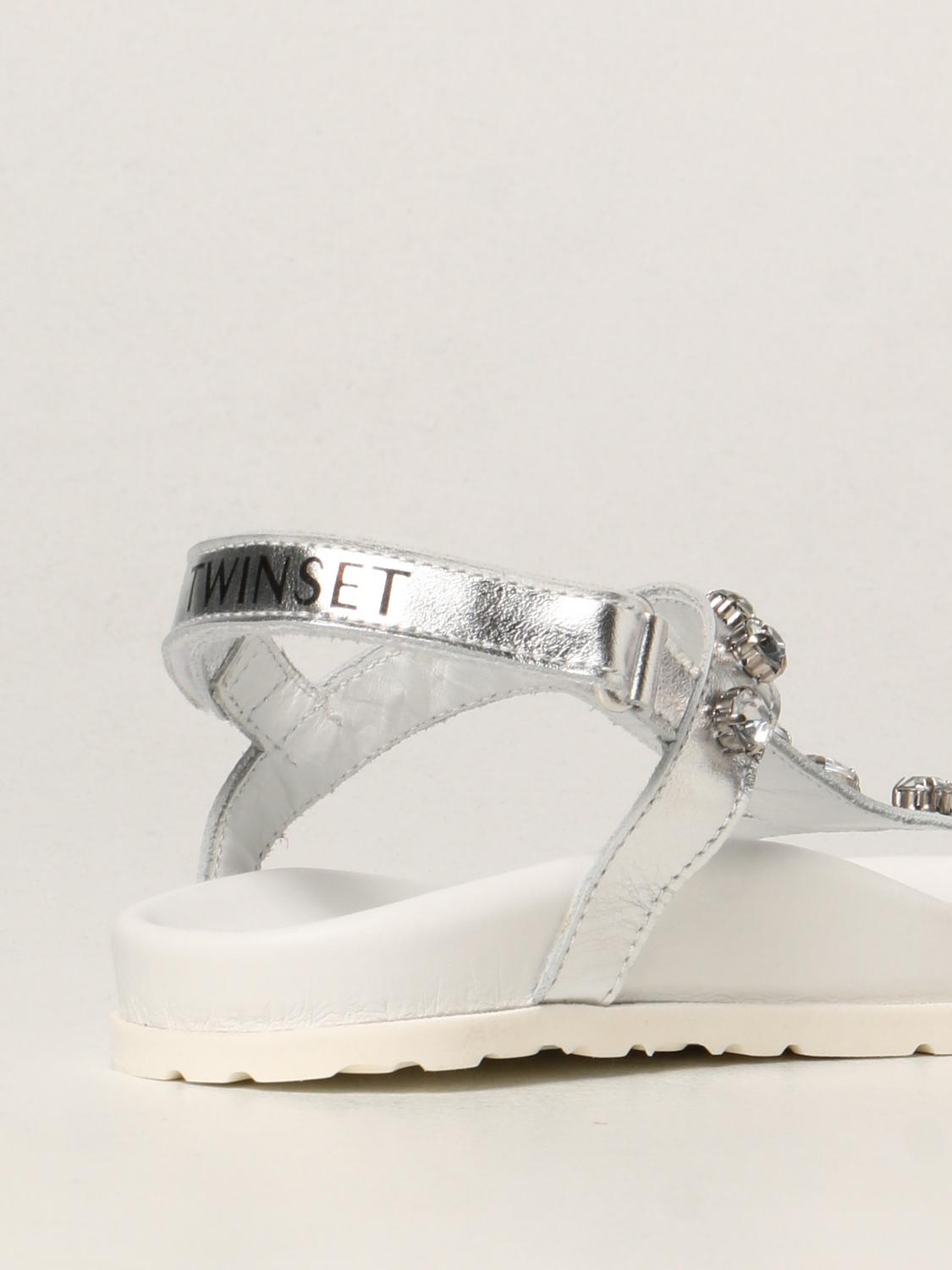 silver slipper shoes for women on Twin Set Twin Set Slipper With Rhinestones Shoes Twin Set Kids Silver Shoes Twin Set 211gcj090 Giglio En