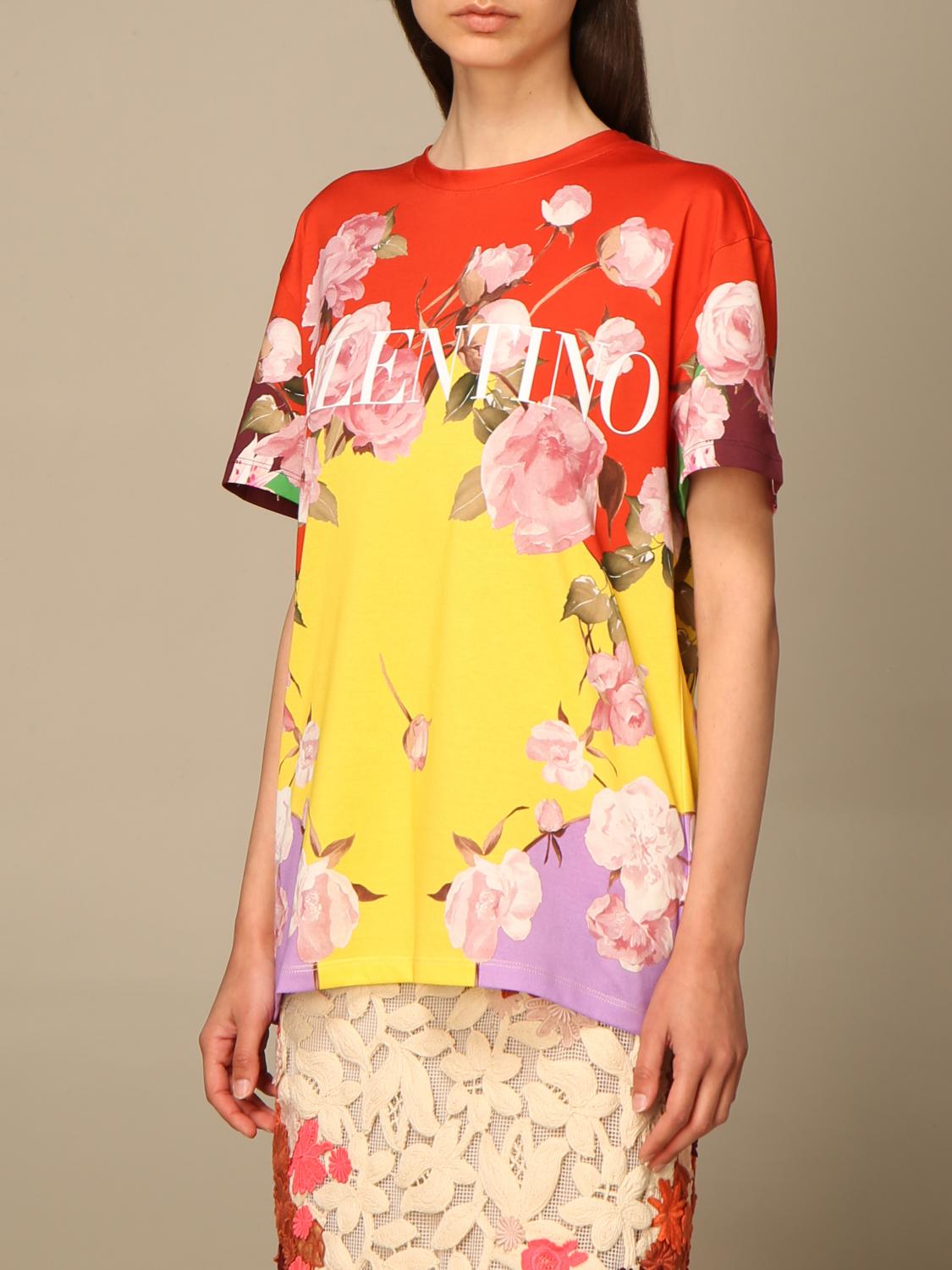 Valentino cotton T-shirt with flying flowers print