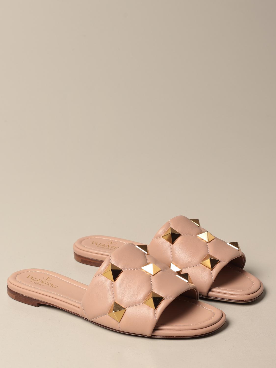 roman stud flat mule