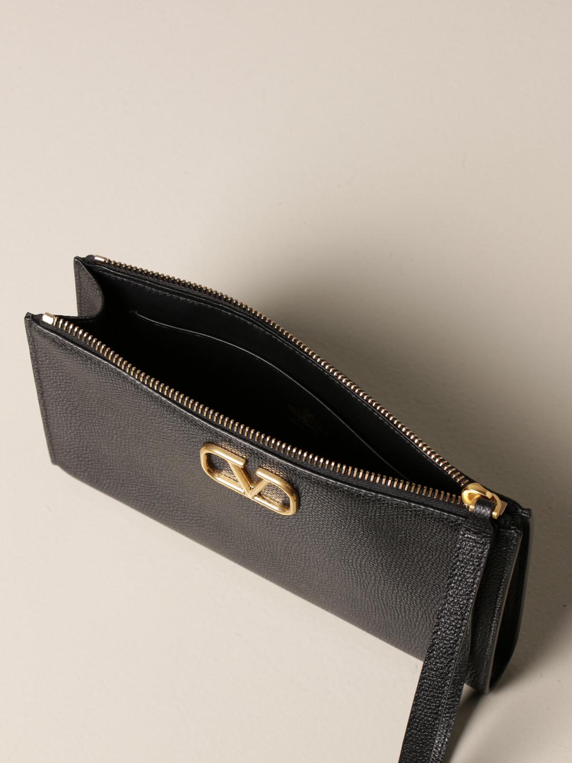 valentino gyoza pouch clutch bag in black