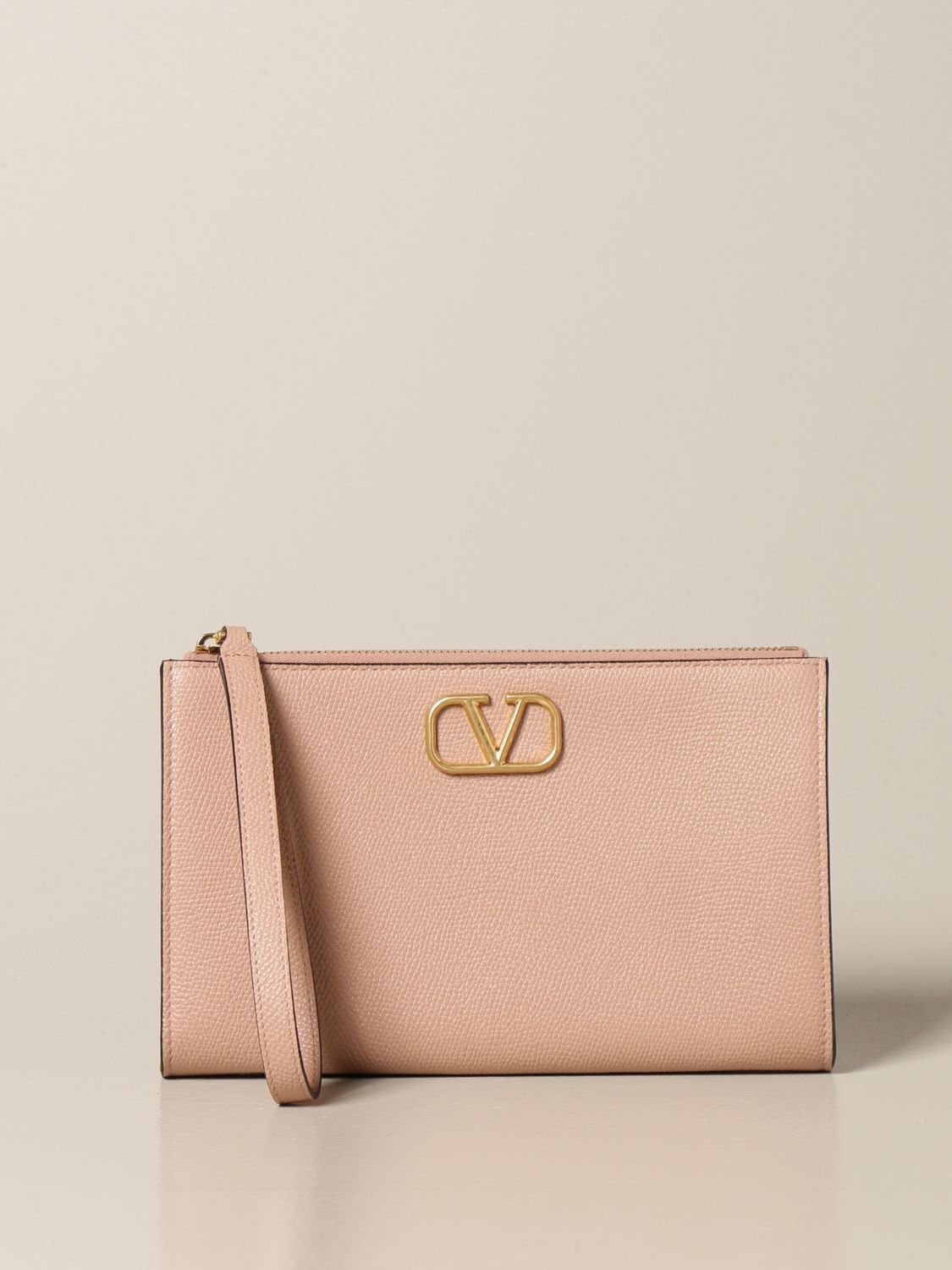 Leather clutch bag Valentino Garavani Pink in Leather - 25686190