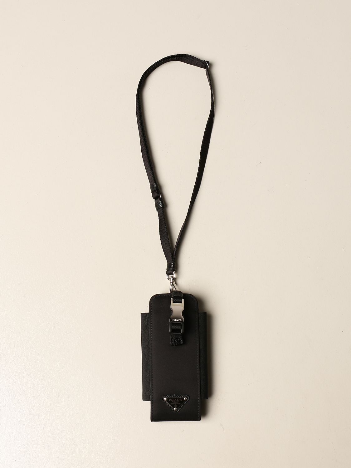 PRADA: phone holder in nylon - Black | Prada case 1ZT023 2DMP online on  