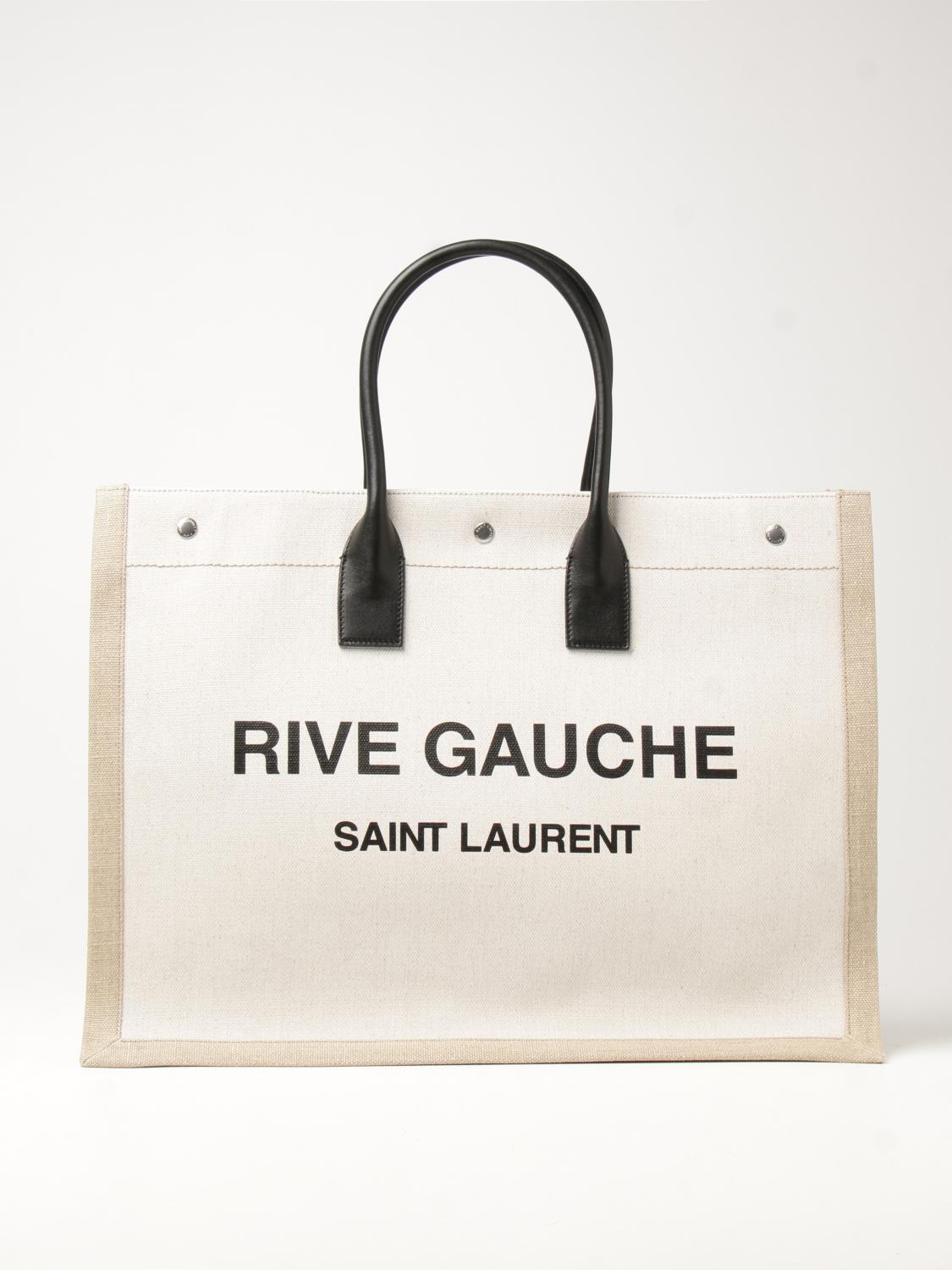 SAINT LAURENT: Noe Rive Gauche tote bag in canvas - White | Saint