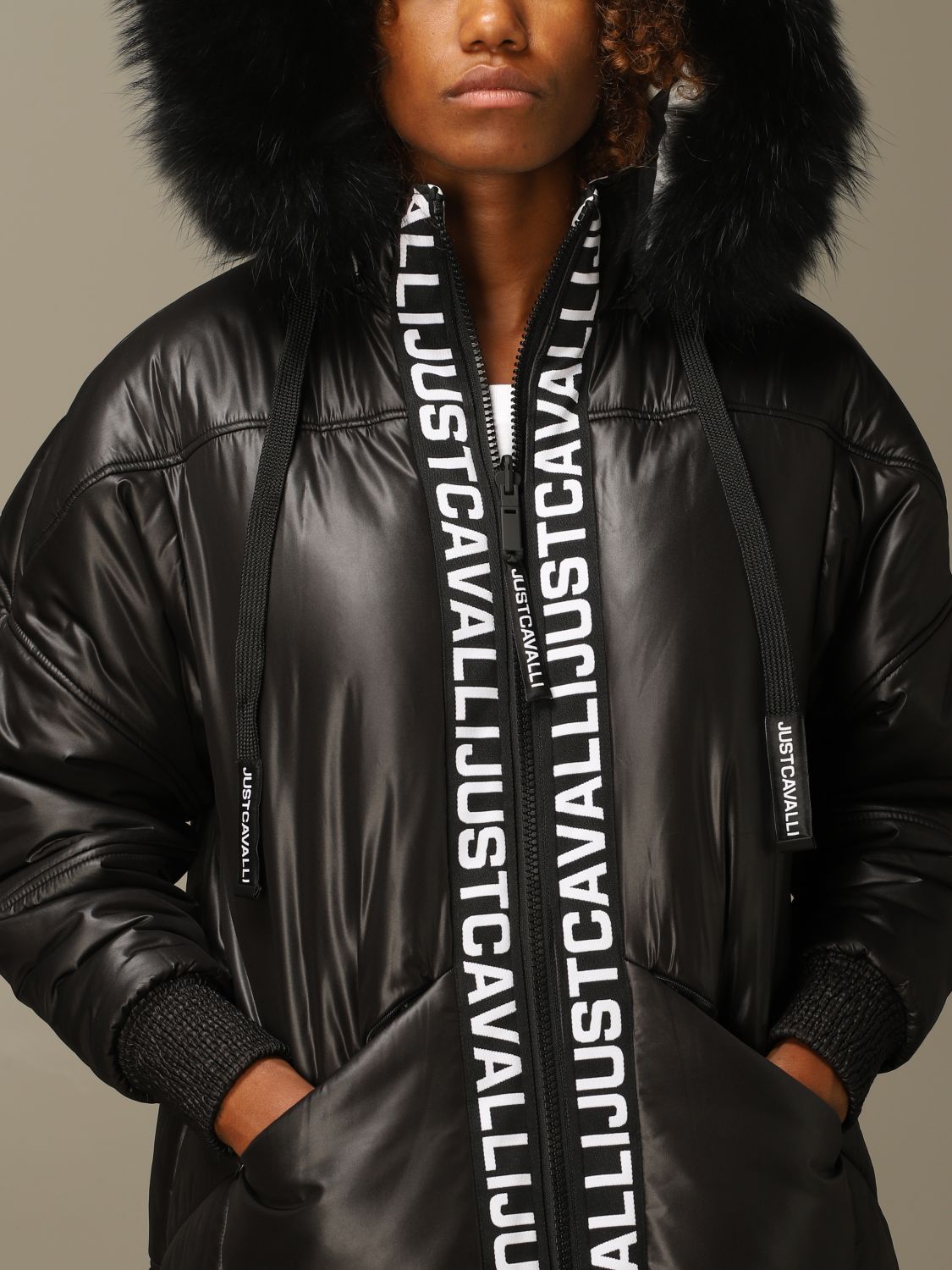 JUST CAVALLI: jacket for women Black | Just jacket S02AM0317 N39530 online GIGLIO.COM