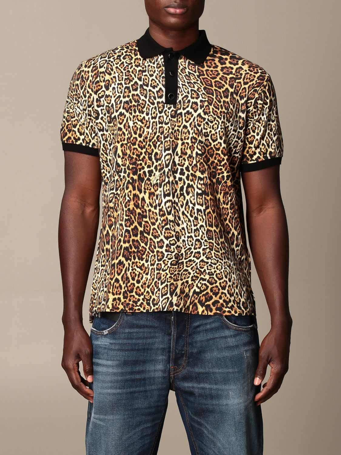 Just Cavalli Outlet: animalier polo shirt - Beige | Just Cavalli polo ...