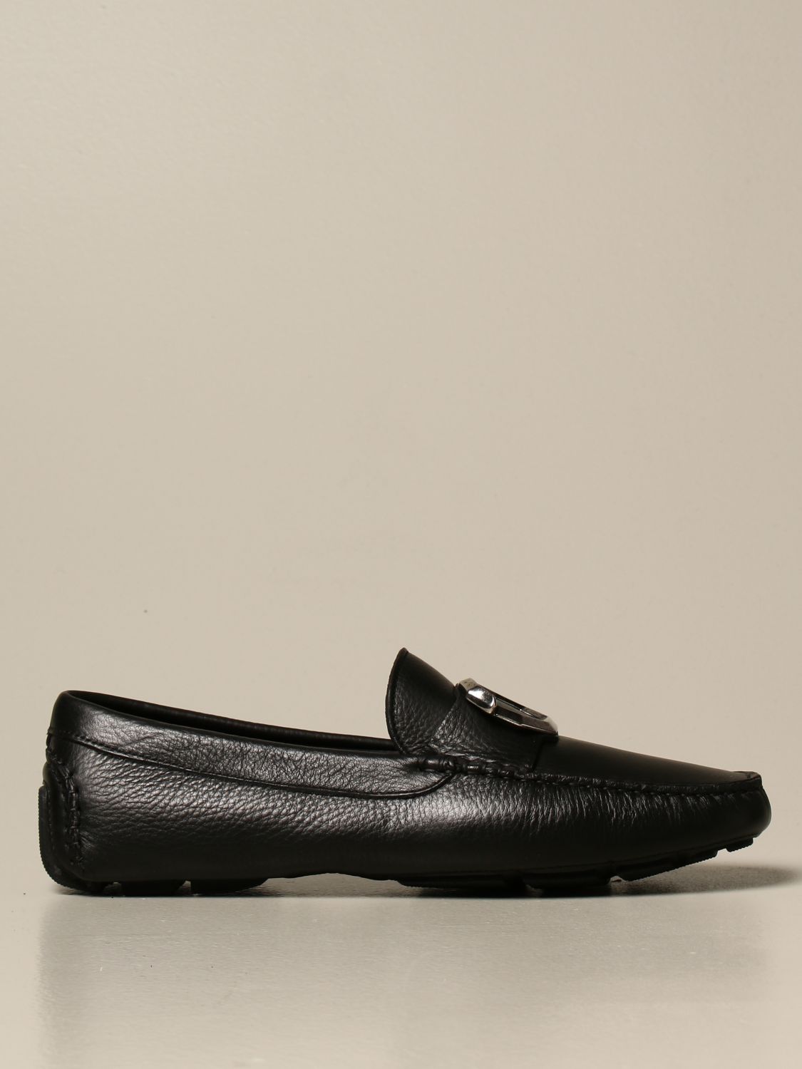 Just Cavalli Outlet: moccasin in hammered leather - Black | Just ...