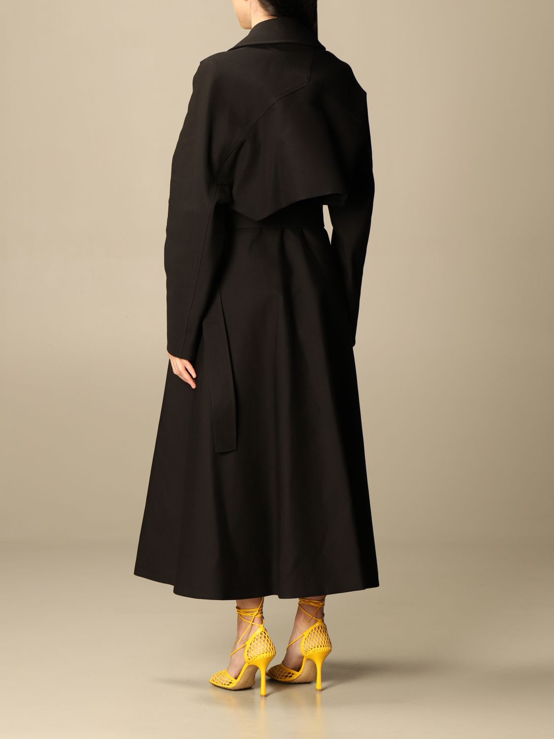 BOTTEGA VENETA: cotton trench coat with buckle - Black | Trench Coat ...