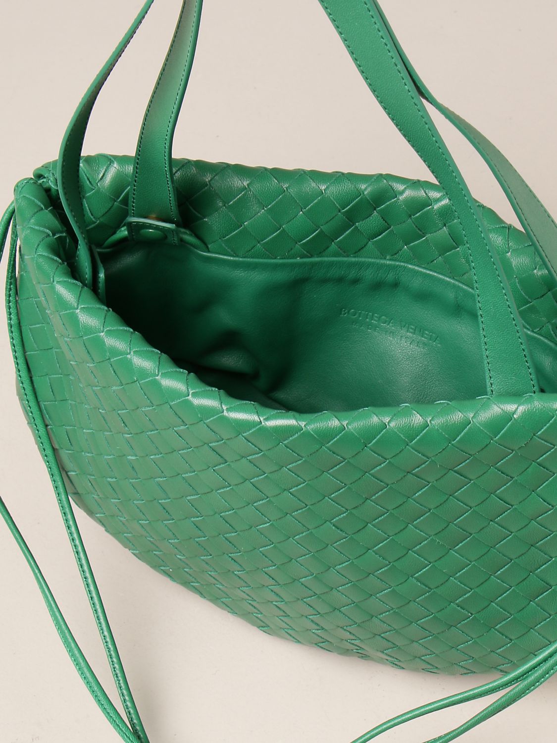 BOTTEGA VENETA: The Bulb bag in woven nappa - Green | Shoulder Bag ...