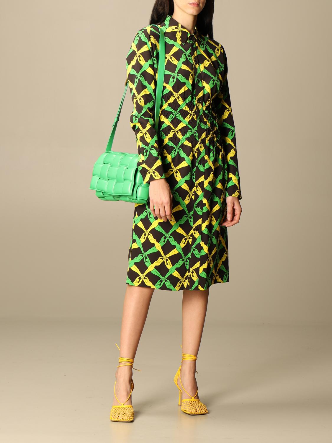 BOTTEGA Padded Cassette bag in woven nappa Green Shoulder