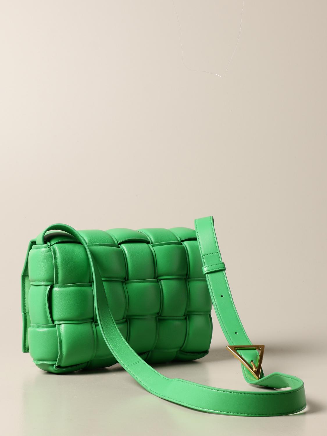 BOTTEGA VENETA: Padded Cassette bag in woven nappa - Green  Bottega Veneta  shoulder bag 591970 VCQR1 online at