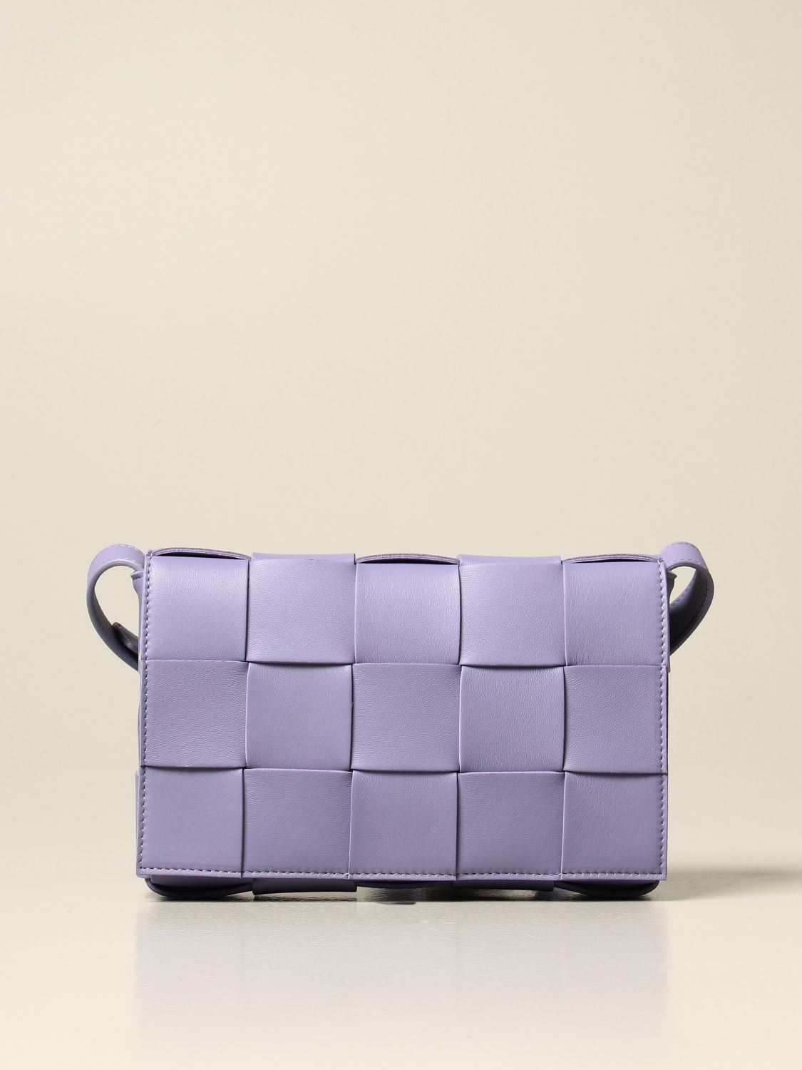 Bottega Veneta Sheepskin Grid Cassette Mini Handbag - Purple - All