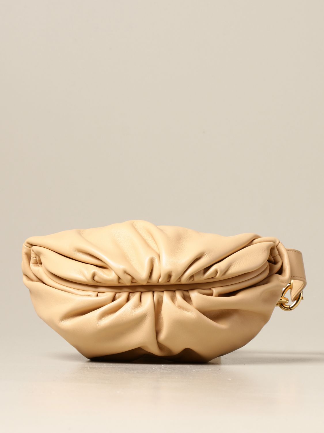 BOTTEGA VENETA: The pouch mini bag in nappa leather - Gold  Bottega Veneta  belt bag 651445 VCP41 online at