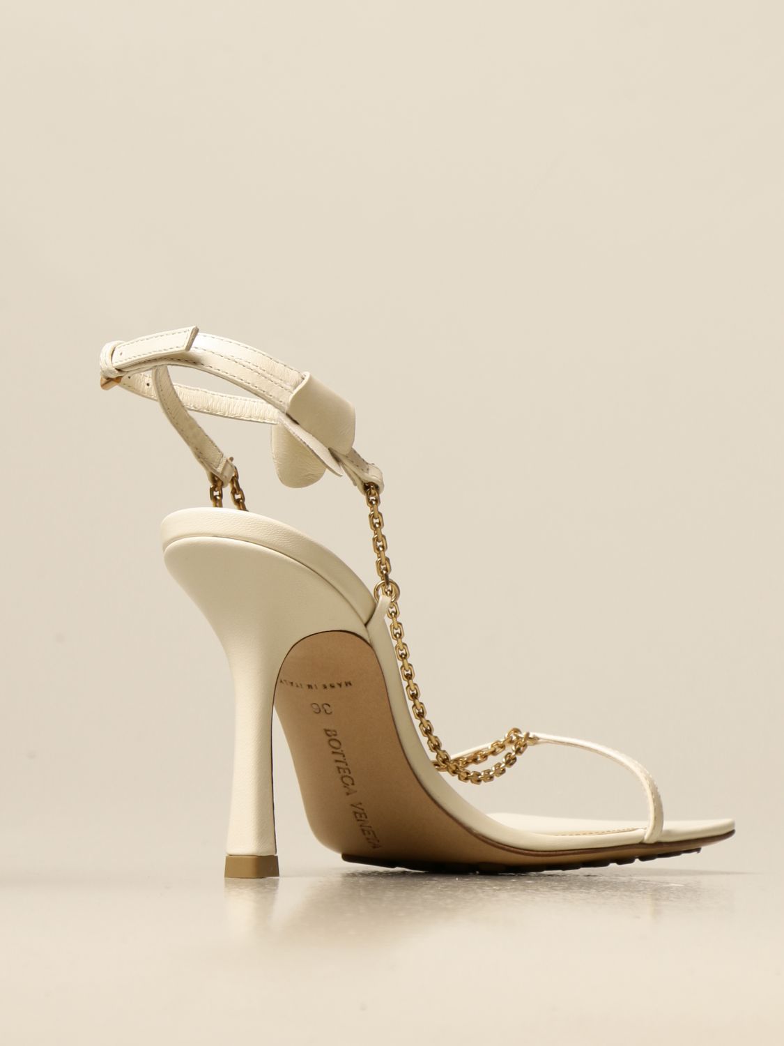 Bottega Veneta Stretch Sandal In Nappa Leather With Chain Heeled Sandals Bottega Veneta Women White Heeled Sandals Bottega Veneta Vbsf0 Giglio Com