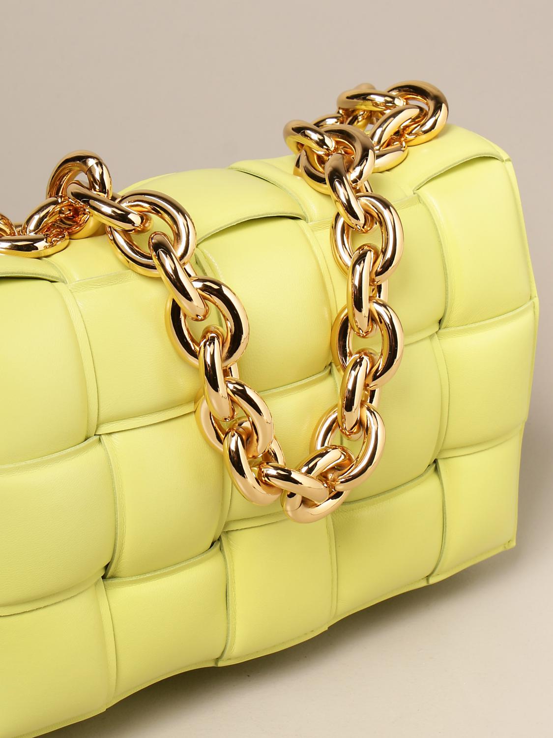 Bottega Veneta The Chain Padded Cassette Bag In Woven Nappa Lime Bottega Veneta Crossbody 6840