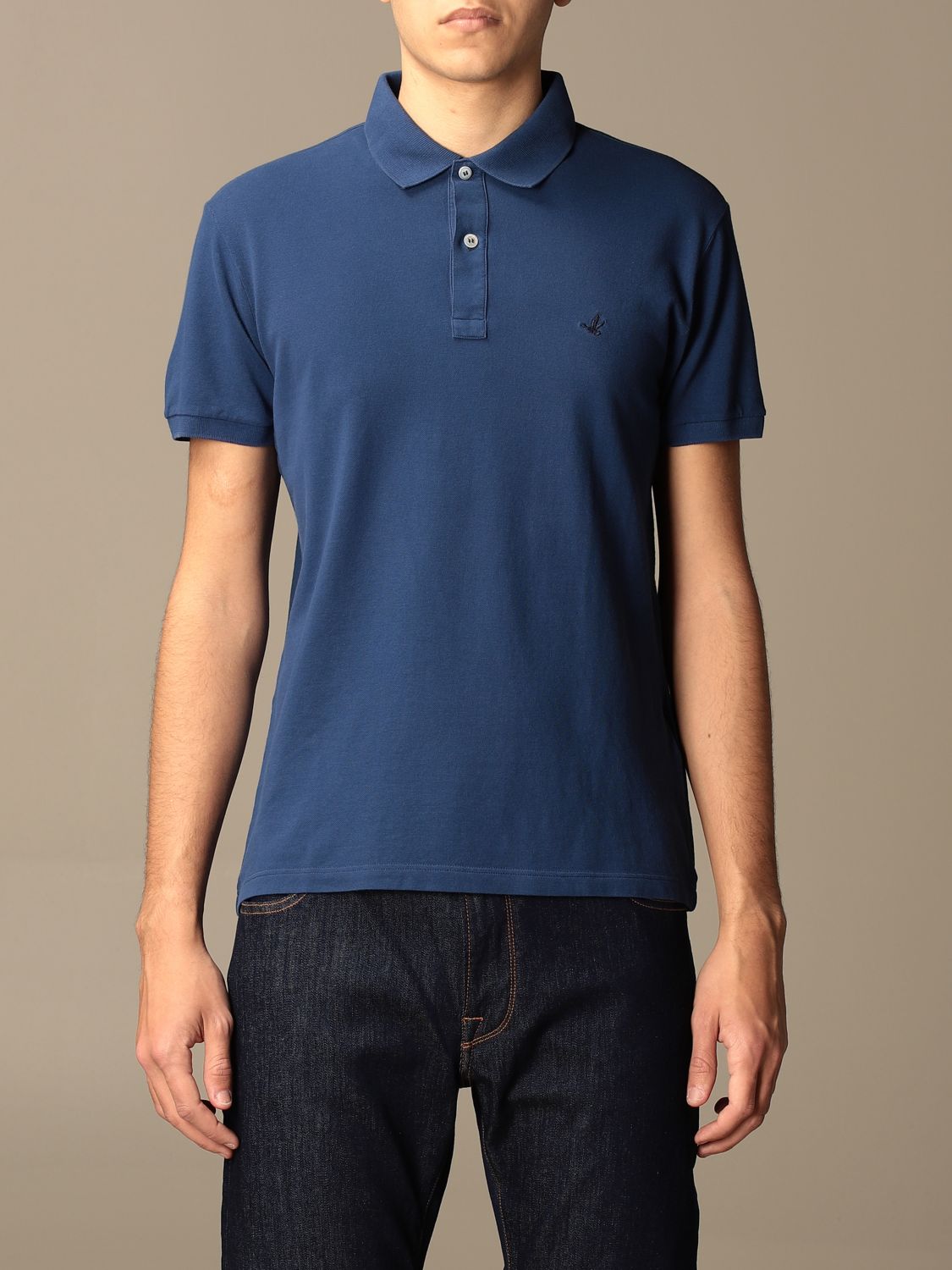 Polo shirt Brooksfield: Brooksfield polo shirt in pique cotton with logo royal blue 1