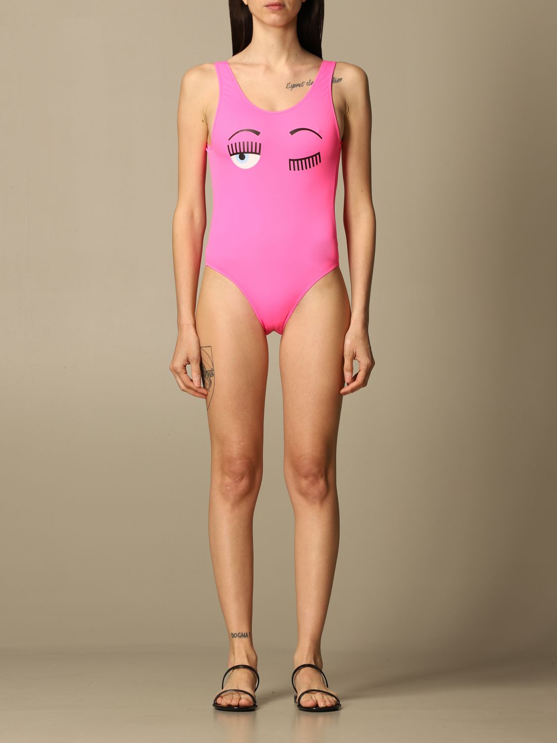 CHIARA FERRAGNI: one-piece swimsuit with eyes flirting logo