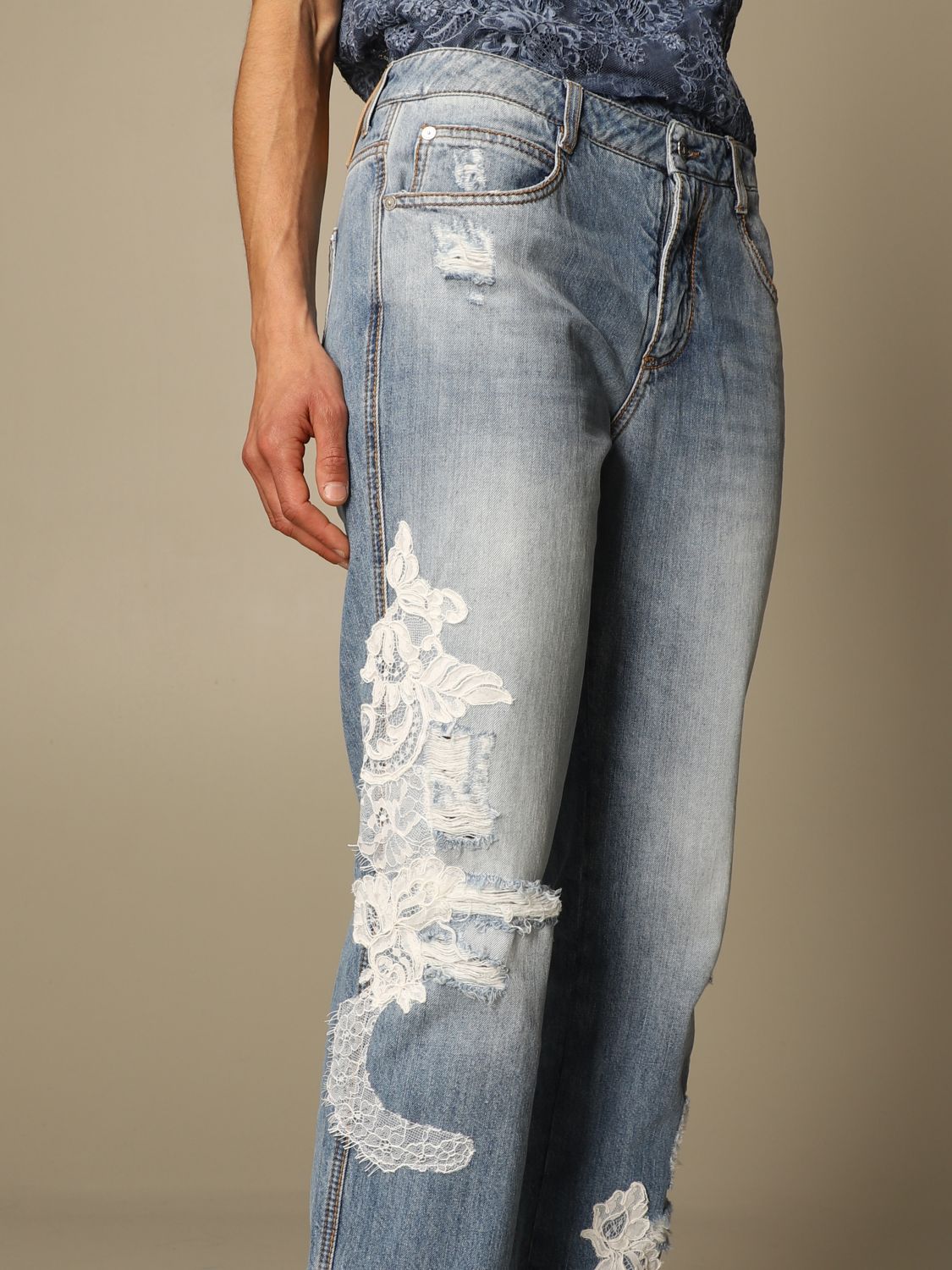 Femme Vêtements Jeans Jeans coupe droite Jean droit court à broderies Jean Ermanno Scervino en coloris Blanc 