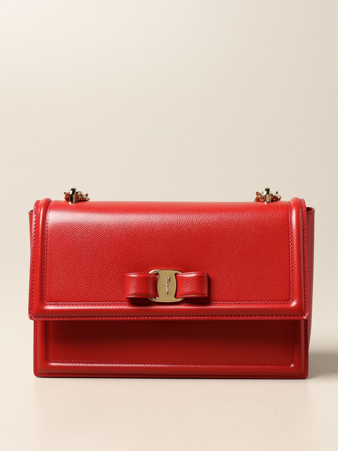 FERRAGAMO: Ginny leather bag with Vara bow - Red | Ferragamo crossbody ...