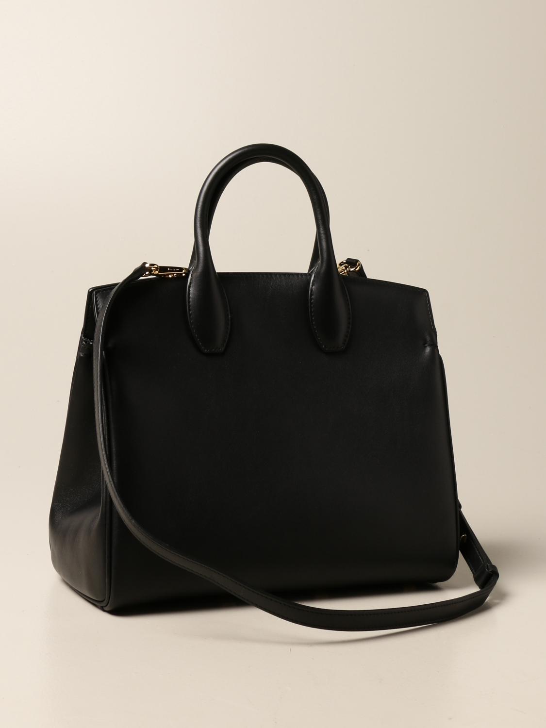 SALVATORE FERRAGAMO: The Studio Bag In Textured Leather - Black ...