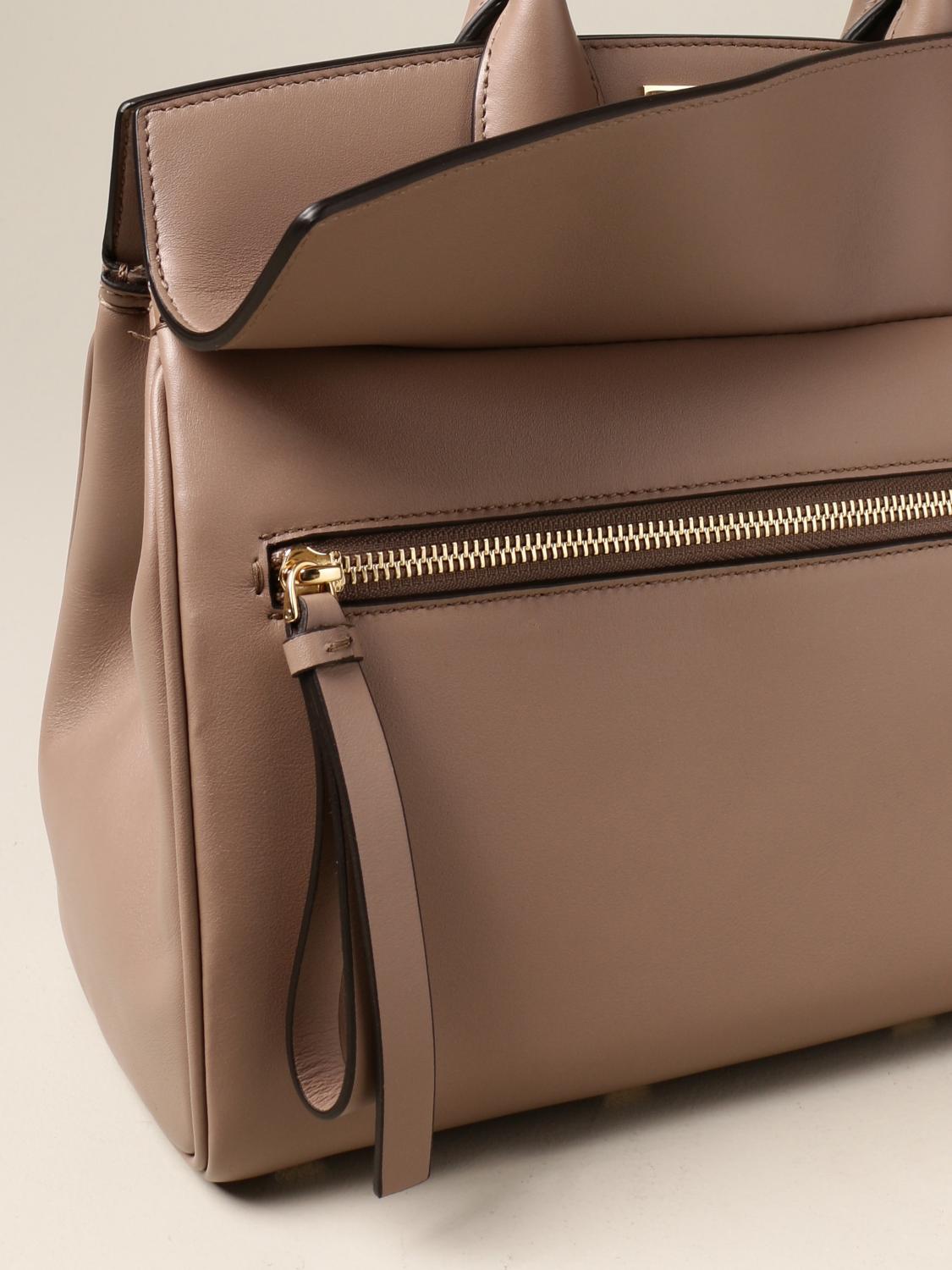 SALVATORE FERRAGAMO The Studio bag in textured leather Dove Grey