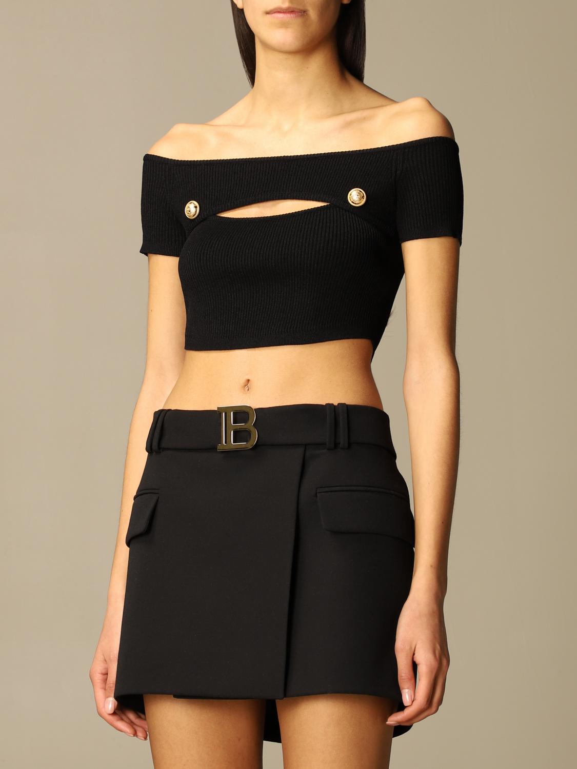 balmain crop top black