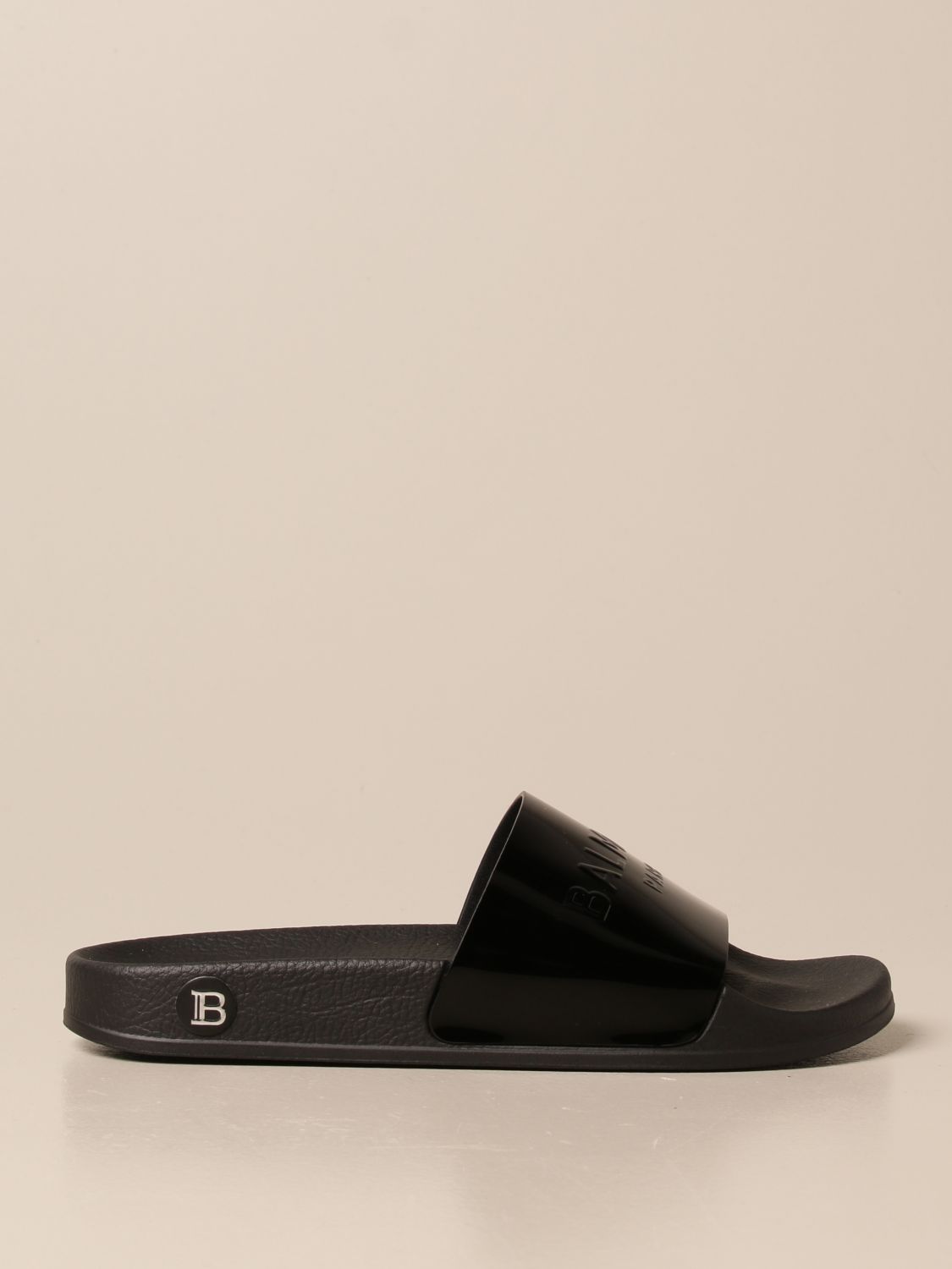 serie Arrangement flaske BALMAIN: slipper sandal in patent leather with logo | Flat Sandals Balmain  Women Black | Flat Sandals Balmain VN0UL533LVNC GIGLIO.COM