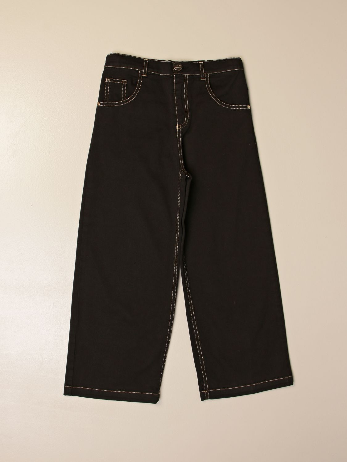 Jeans Elisabetta Franchi: Elisabetta Franchi wide jeans with logo and fringes black 1