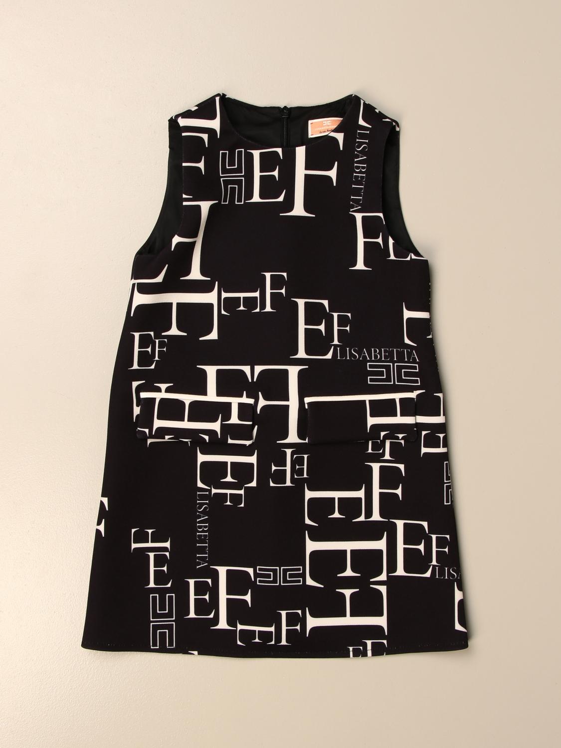 ELISABETTA FRANCHI: Abito corto con logo all over - Nero | Abito Elisabetta  Franchi EFAB330 GA89 WE010 GIGLIO.COM