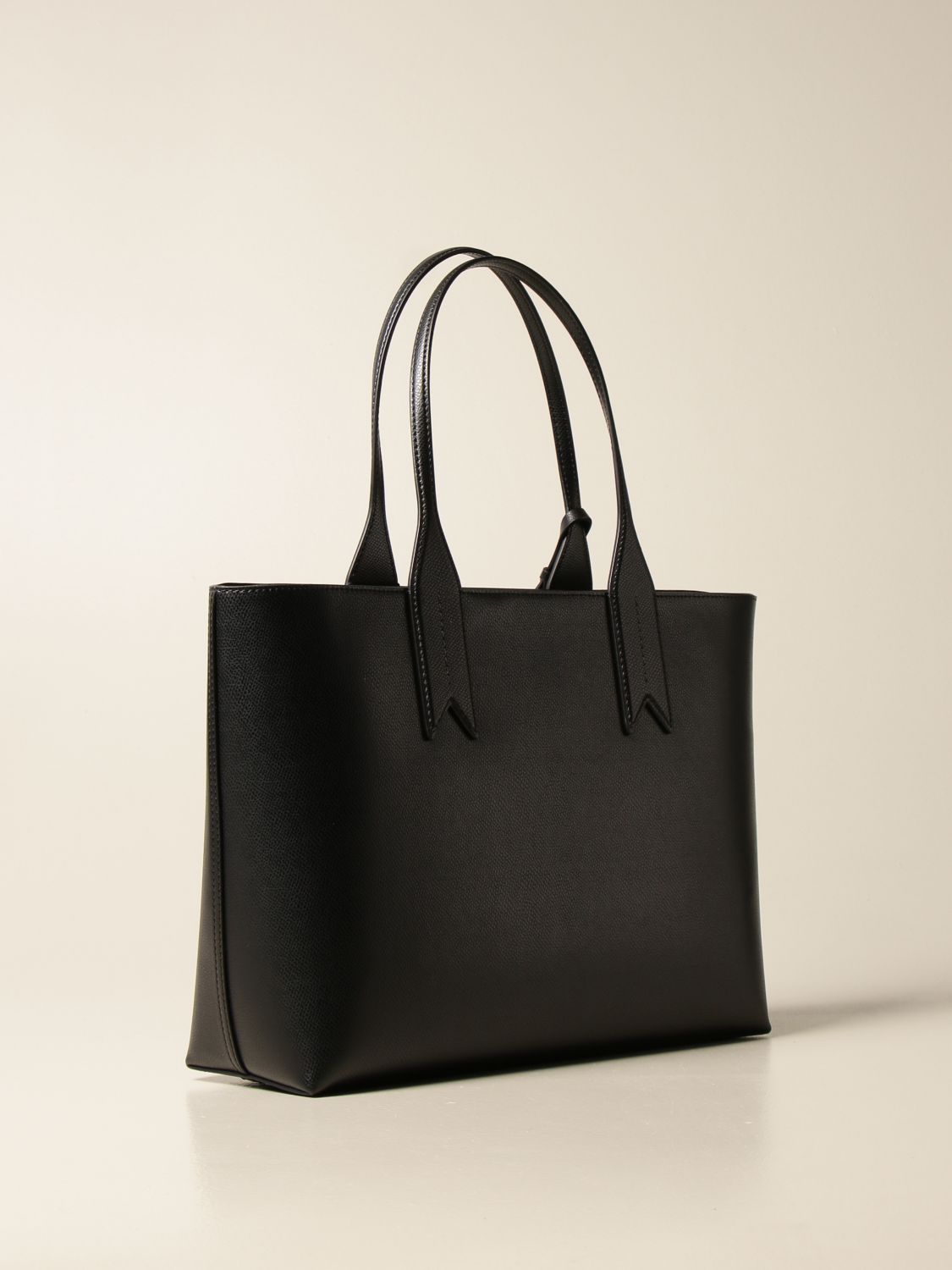 EMPORIO ARMANI: Large shopping bag in synthetic leather - Black ...