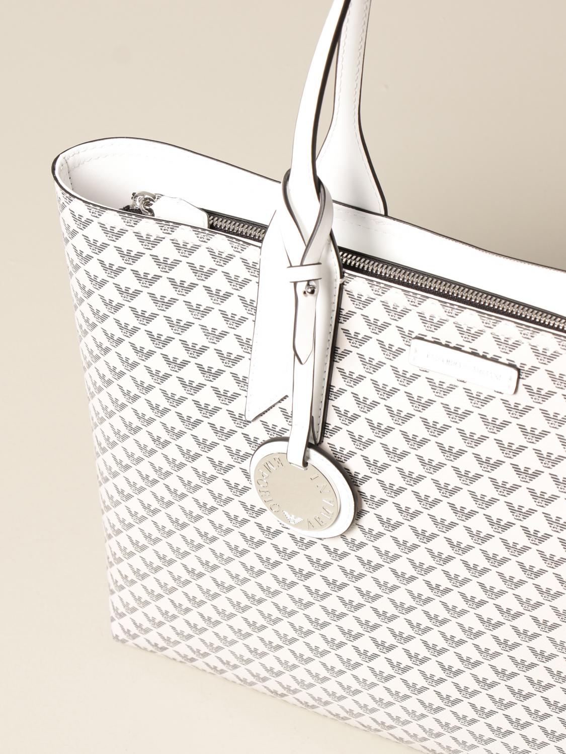 EMPORIO ARMANI shopping bag in synthetic leather with all over logo