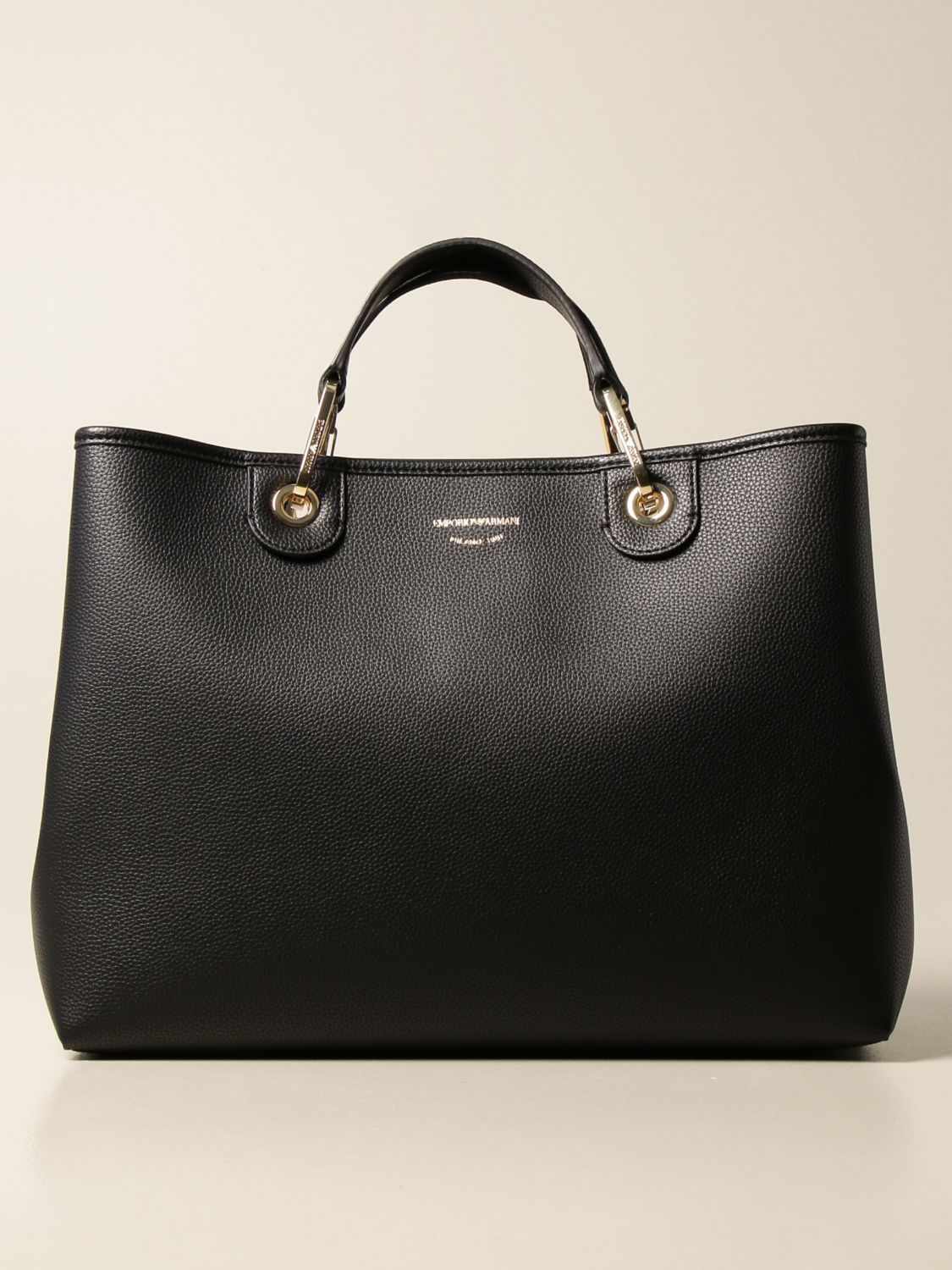 EMPORIO ARMANI: handbag in textured synthetic leather - Black | Emporio ...